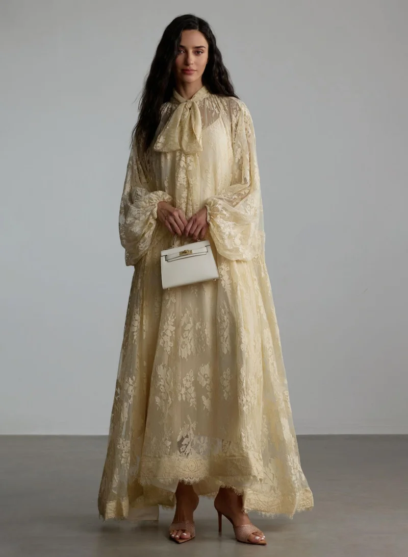 Sunfere Catharine Floral Lace Sheer Maxi Dress